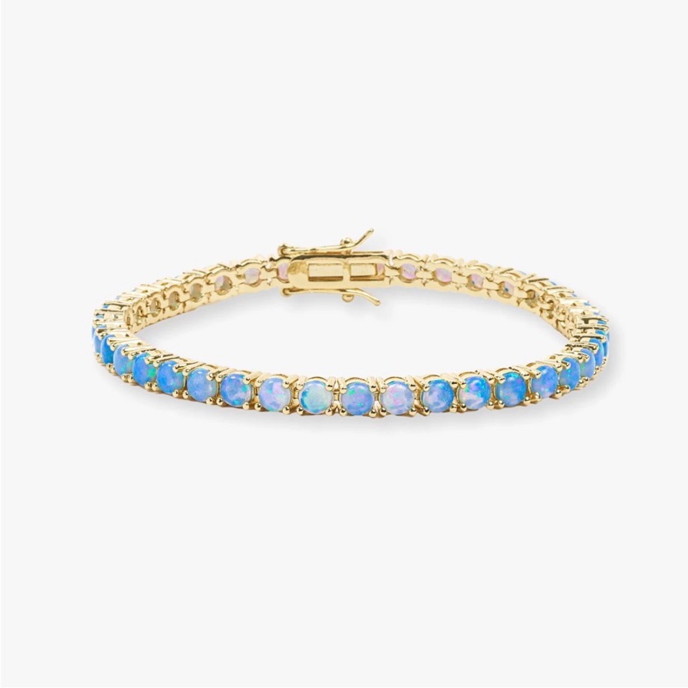 Melinda Maria Grand Heiress Tennis Bracelet Gold Blue Opal 7”